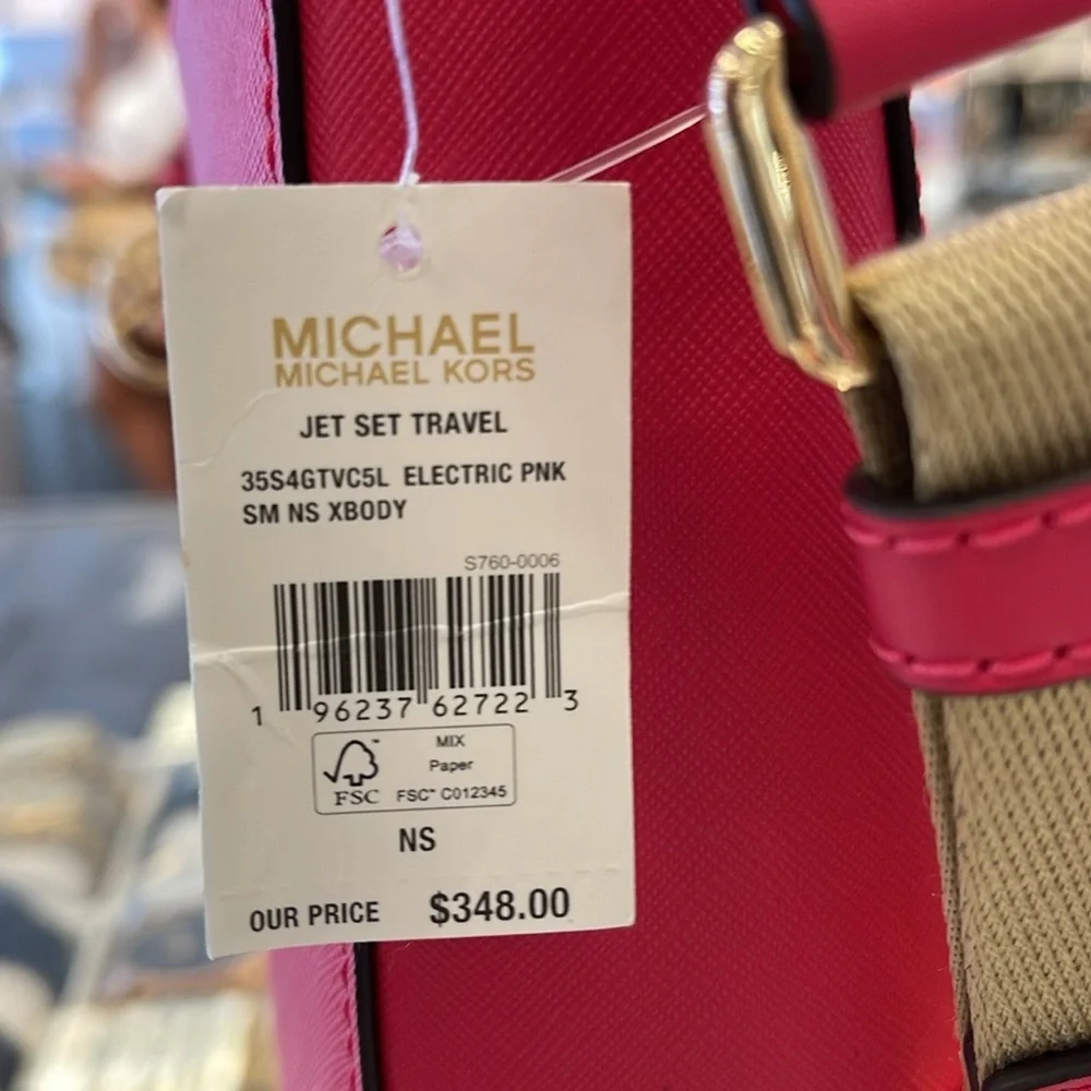 Michael Kors Jet Set Travel Small Messenger Crossbody Bag Electric Pink  NWT